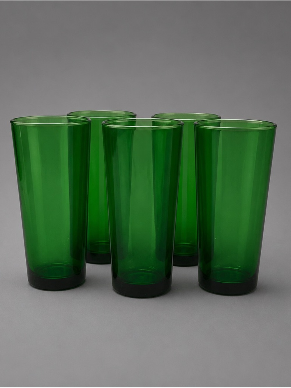 Anchor Hocking Green Tall Tumbler Glasses - Set of 5